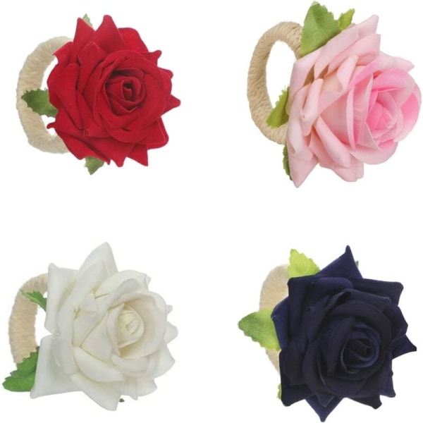 Romanttinen luova lautasliinasormus Herkkä lautasliinasormus ruusun kukka muotoinen koriste