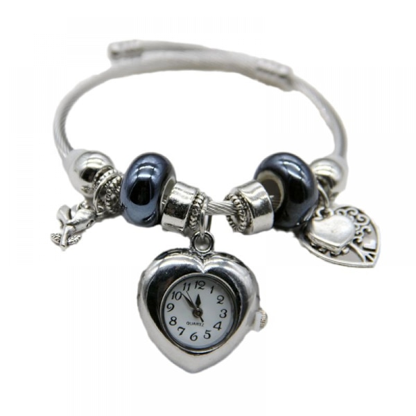 Damklocka Pärlad Kärlekshänge Armbandsklocka Flickors Mode Öppen Armbandsklocka Kvartsklocka