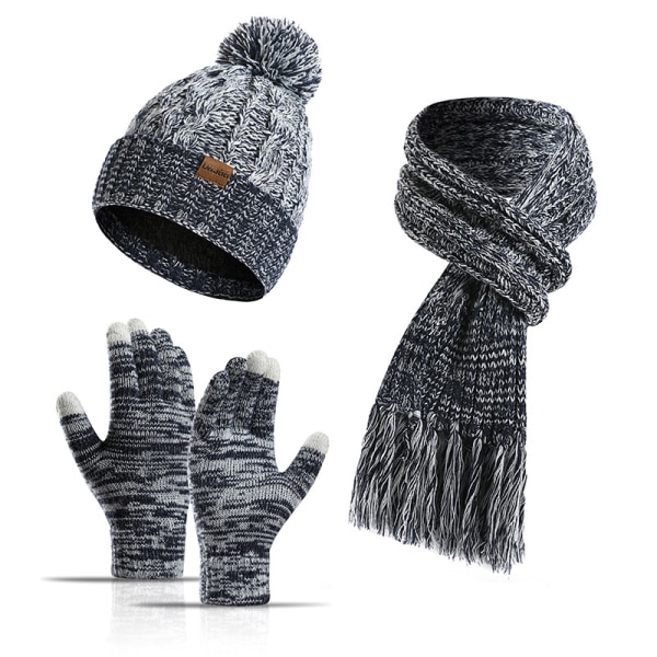 Winter Warm Beanie Hat Scarf and Touchscreen Gloves Set for Womens Skull Ca