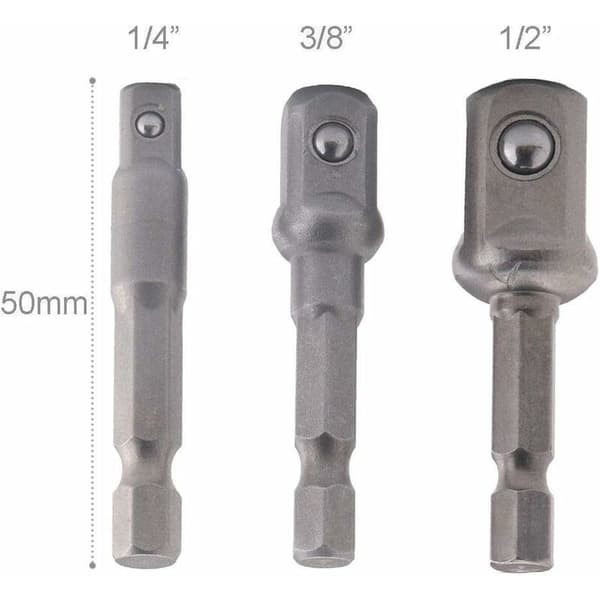 3-pack slagnyckeladapter 6,35 mm, 9,5 mm, 12,7 mm