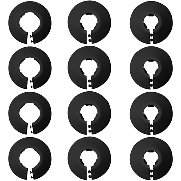 VVS-rørcover, 12 stk. Radiatorrørcover-klemmer, Varmerør-rosetter, Radiatorrosetter, til type 12 rør, Sort