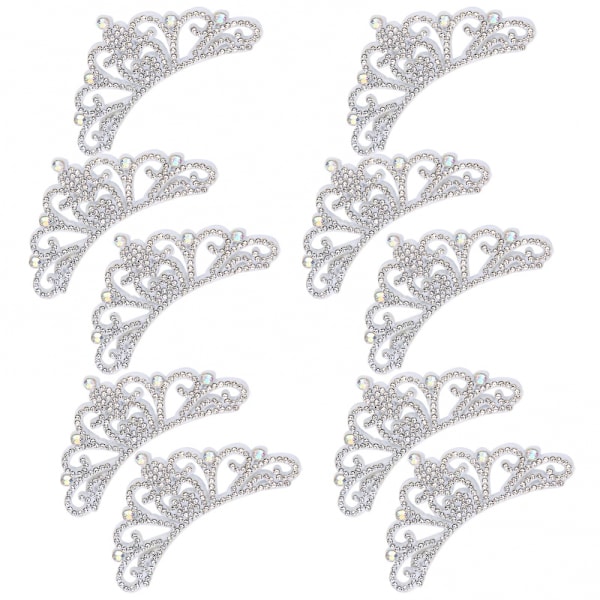 Rhinestone Kroneformede Patches 10PCS Hvidt Klud Applikation 8.8x4.5cm Tilbehør