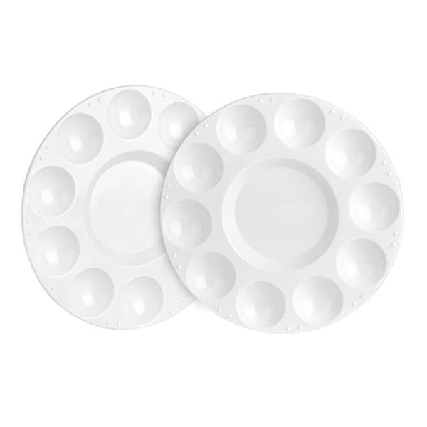 Rund färgbricka palett, vit, 10-pack