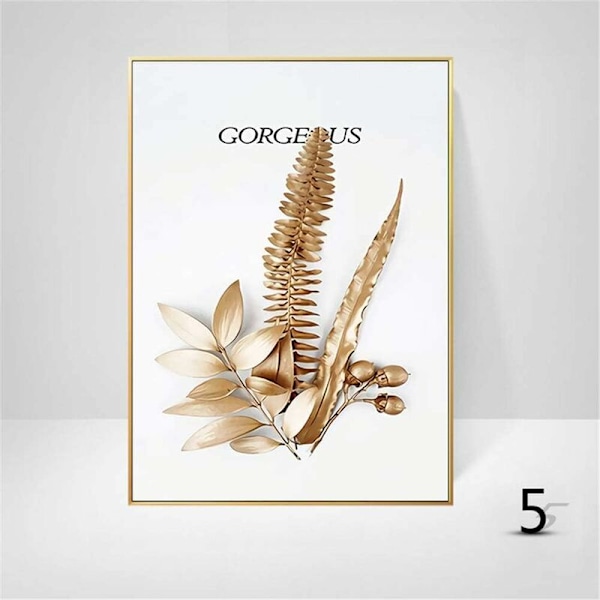 Set med 3 designväggposters med skog, guldblad, palm, oramad, väggdekor för vardagsrum - B - 30x40cm