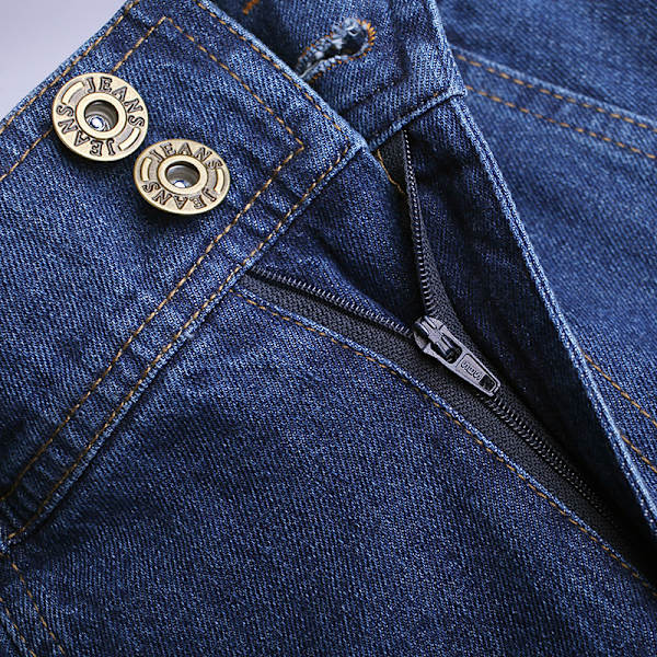Kvinners høye midje plisserte lange denimskjørt, STØRRELSE XL