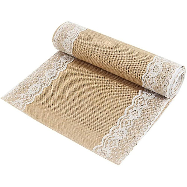 Jute- ja pitsipöytäliina, sopii häihin, festivaaleihin ja juhlakoristeisiin, 30 x 27
