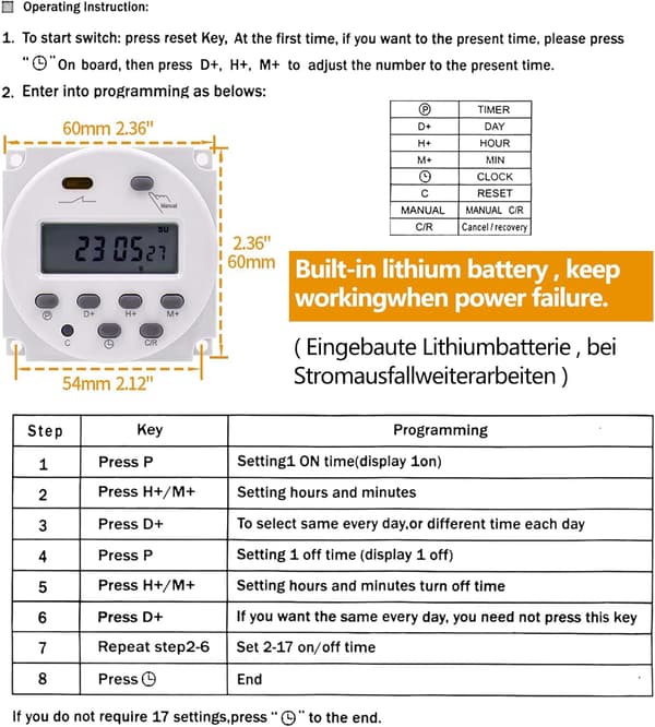 Digital LCD Timer Switch, Programmerbar, CN101A DC 12V, Flydende Krystal Display Digital LCD Strøm Ugentlig Timer Relæ Kontrol med Vandafvisende Dæksel