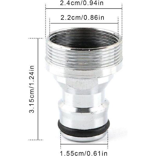 2-delad slangadapter, kranadapter, universell koppling med M22 hon- och M24 hangänga, slangkoppling, för kökskran,