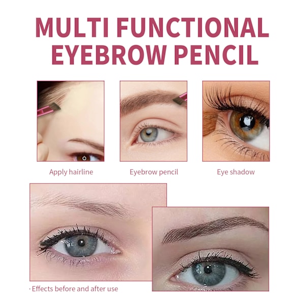 2 st Makeup Brush Foundation Eyebrow Brush 4 i 1 Multifunktion