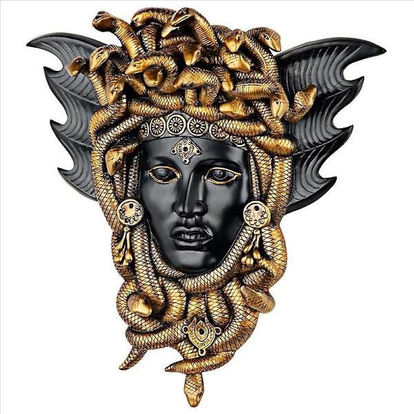 Medusa Grekisk Ormhuvud Väggplakett Harts Väggskulptur Heminredning