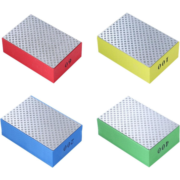 4 stk. Diamant Hånd Slibesten til Keramik, Fliser, Glas, Slibning (Sølv Side, Størrelse: 60#, 100#, 200#, 400#)