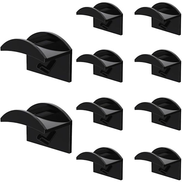 10 Hattkrokar, Hattkrokar Väggmonterade, Väggmonterade Basebollkepshyllor, Enkel Installation, Ingen Borrning, Kepshållare, Svart, 4.8*4*3.3cm