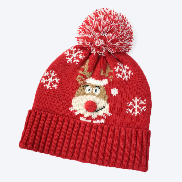 Unisex Jultomtehatt Vinter Stickad Virkad Mössa Jultomtehatt, Röd