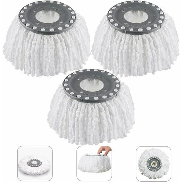 3 st mikrofibermopphuvud, mopphuvud, runt utbytesmopphuvud 360° vridbart mopphuvud för 360° vridbart mopp (16 cm diameter)