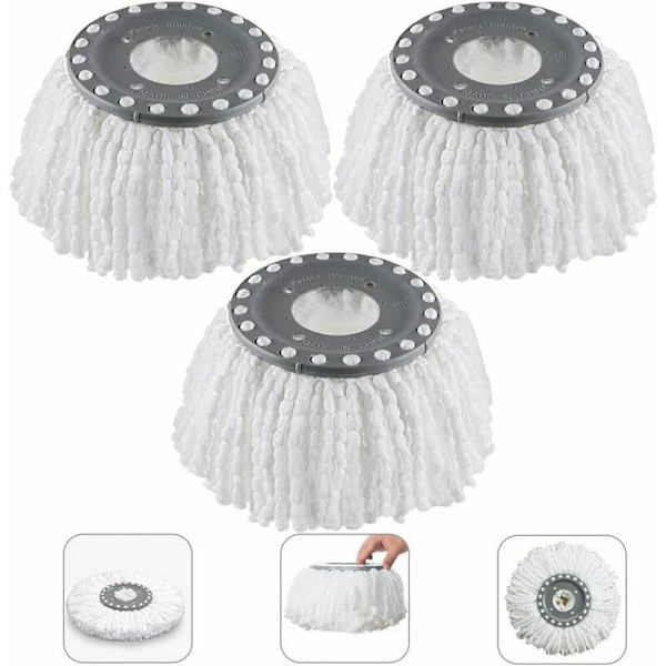 3 stk mikrofiber mopphode, mopphode, rund erstatningsmopphode 360° svingbar mopphode for 360° svingbar mopp (16 cm diameter)
