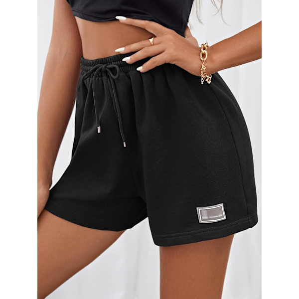 Kvinners Casual Snøring Midje Sports Shorts Løping Sports Shorts Svart M