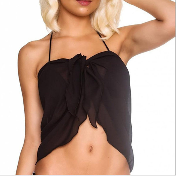 Kvinde Cropped Sarong Strand Wrap Gennemsigtig Bikini Wrap Chiffon Badetøj ，50*14