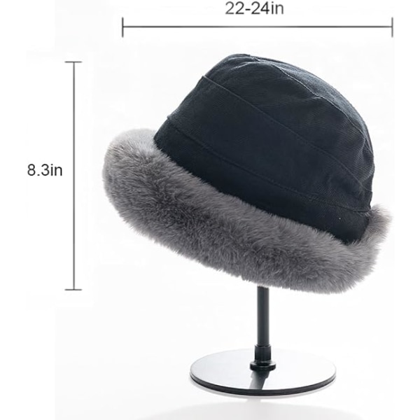 Mjuk och fluffig hinkhatt för kvinnor, varm och fluffig fuskpäls fiskarhatt vinter