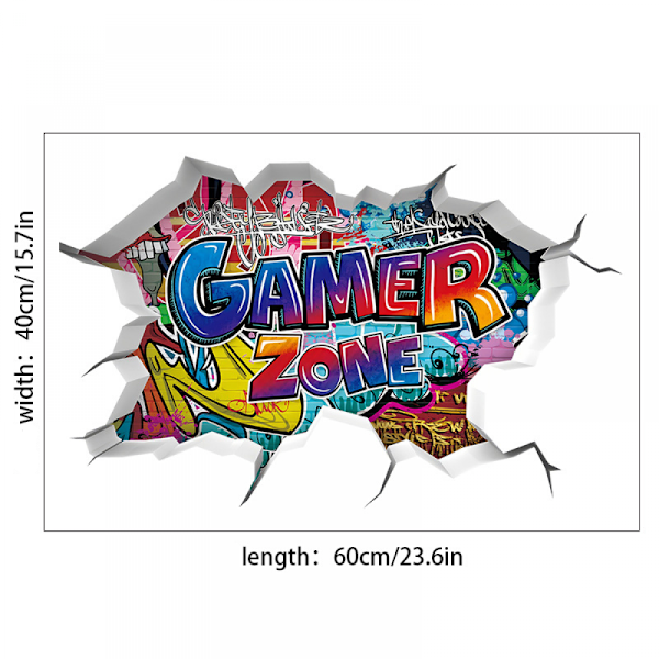 3D Gamer Väggdekaler, Pojkrum Väggdekal, Gamer Poster Väggdekoration, DIY Gamer Dekal, Modern Vardagsrum Dekoration Väggdekaler, Pojkar Sovsal