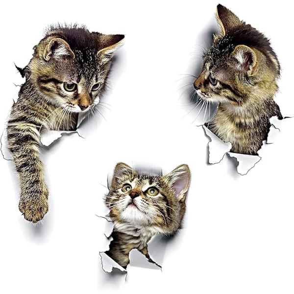 3 pieces 3D CATS wall stickers I self-adhesive decorative stickers animals I wall sticker kitchen furniture refrigerator bathroom toilet toilet child