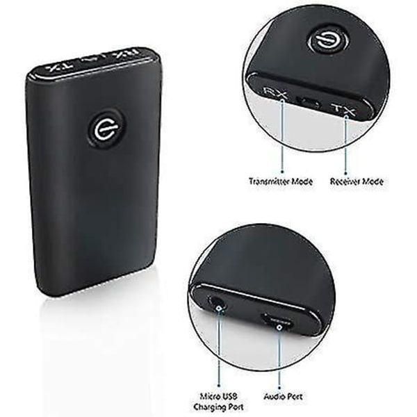 Bluetooth 5.0 Sender/Mottaker, 2 i 1 Bluetooth Adapter Mini Bærbar