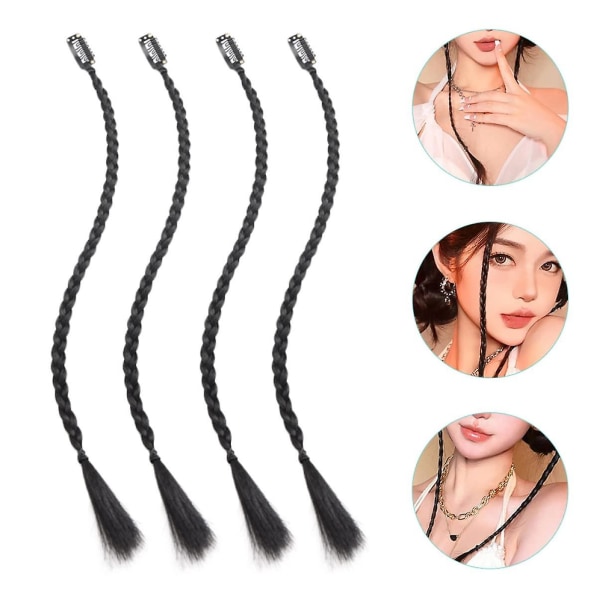 4 stk. Extensions Fletter Gardin Front for i Flettet Side Baby Flette Lang Klips Kvinne Bang Hår Syntetisk