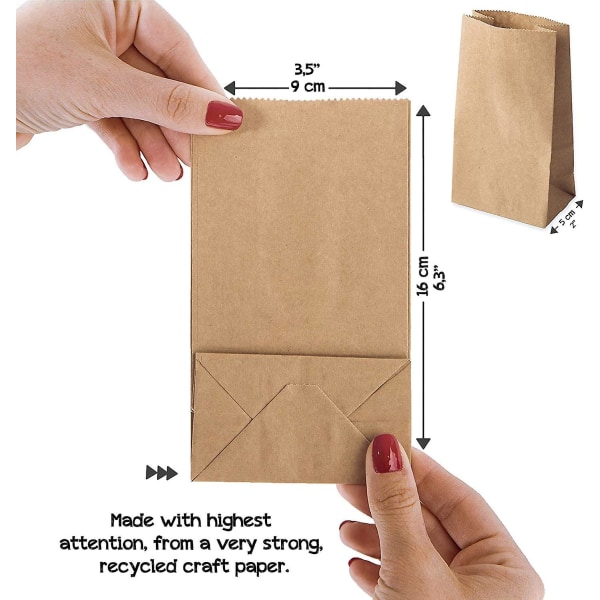 Paper Bags, 100pcs Gift Bags Brown Bags Handicraft Kraft Paper Diy Bottom B