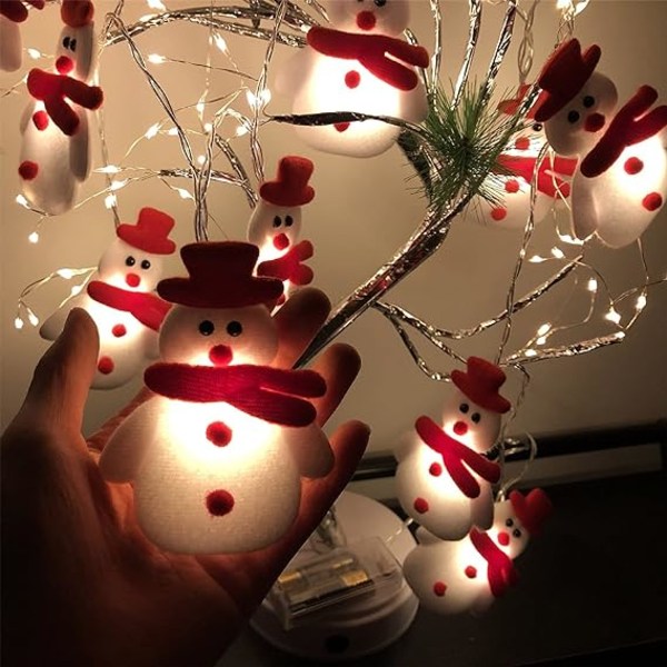 Christmas Snowman String Lights, 10ft 20 LED vattentäta ljusdekorationer,