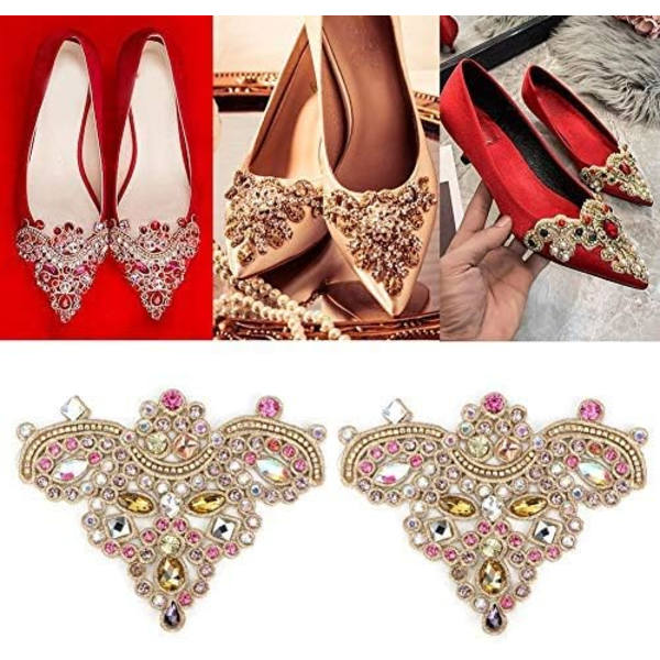 2 kpl Rhinestone Crystal Applique DIY Ommeltava Tekohelmi Patch