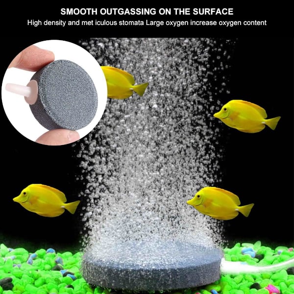 Dyb Luftsten Diffuser, Akvarium Ilt Diffuser, 2 Runde Luftsten, Luftsten kompatibel Akvarium, Akvarium Luftsten, Akvarium Bobler, Akvarium Luft Bu