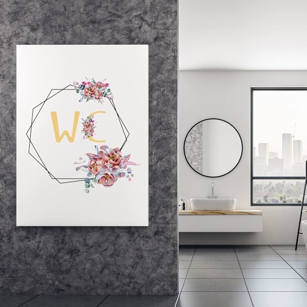 Blomster baderomsdør logo vinyl vegg klistremerke baderomsdør dekorasjon rosa p