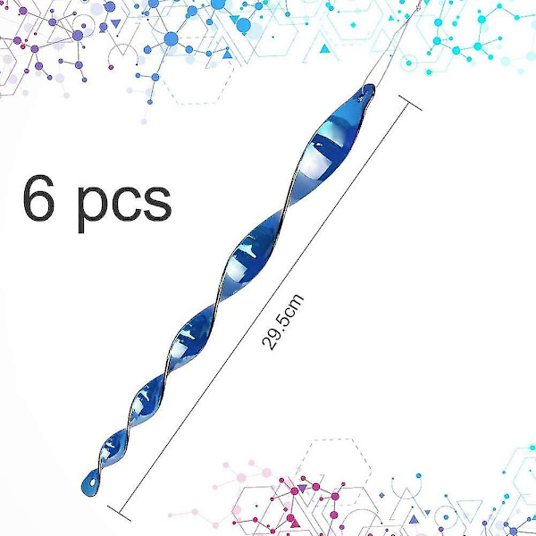 Sæt med 6 fugleskræmmere 30 cm fugleskræmsel 360 graders reflekterende spiral lys