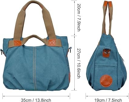 Dam Canvas Handväska Crossbody Väska Axelväskor (Blå)
