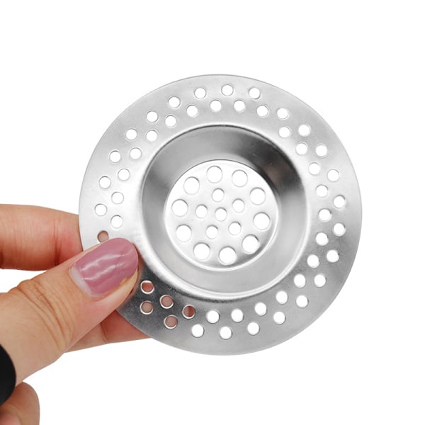 Set med 6 st sildukar i rostfritt stål - 7 x 0,6 cm - Högkvalitativa silar för diskho, handfat, kök och badrum, hårsilar för dusch och badkar,