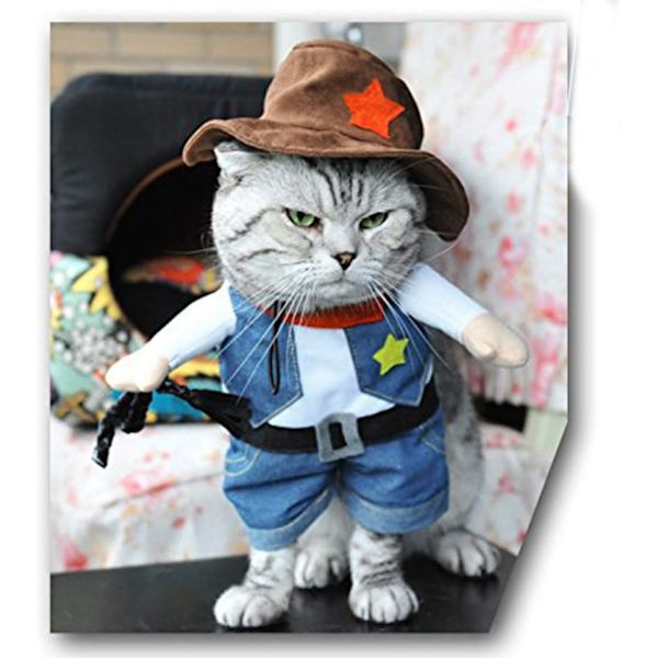 Cowboy hundekostume med hat Hundeklæder Halloween kostumer til kat og lille