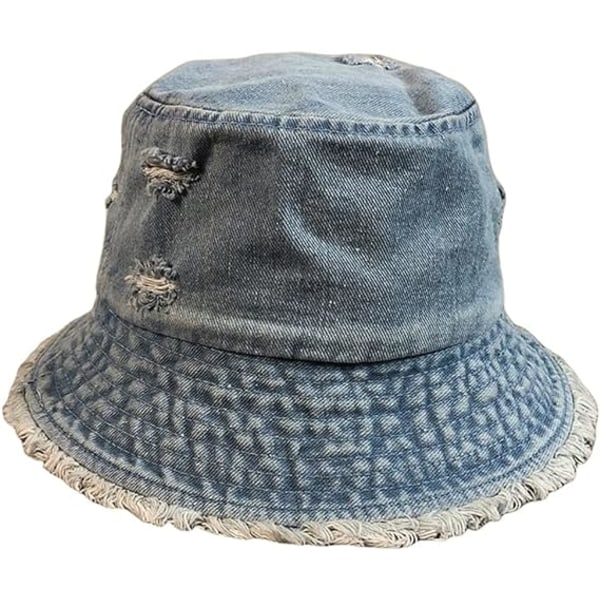 Slitte Denim Bøttehatter Frayed Jean Ripped Hull Franske Kant Sol Strand