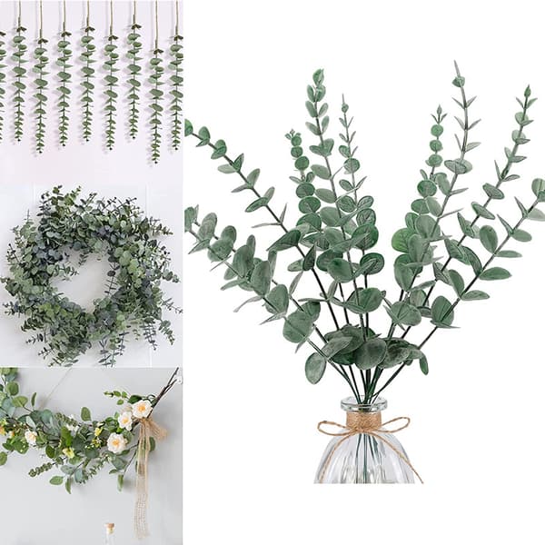 5 stj Real Touch Leaf Konstgjord Eucalyptus Stam Faux Eucalyptuses Bröllop
