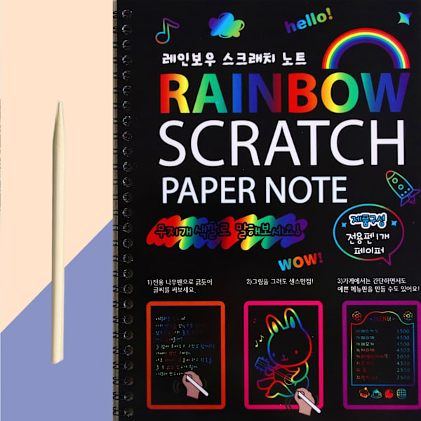 Regnbue Scratch Bog til Børn: Craft Magic Paper Gaveæske Farvemaling Tilbehørssæt til Teenagere Piger Drenge Fødselsdagsfest 3-6 År Gamle Yndlingsaktiviteter Sjov Læring