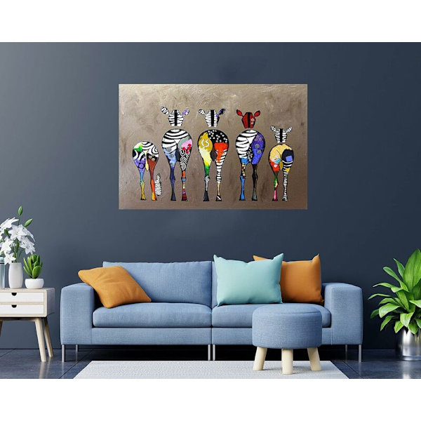 Banksy Canvas Maleri Zebra Flokk Fargerike Bakre Street Art Graffiti Canvas