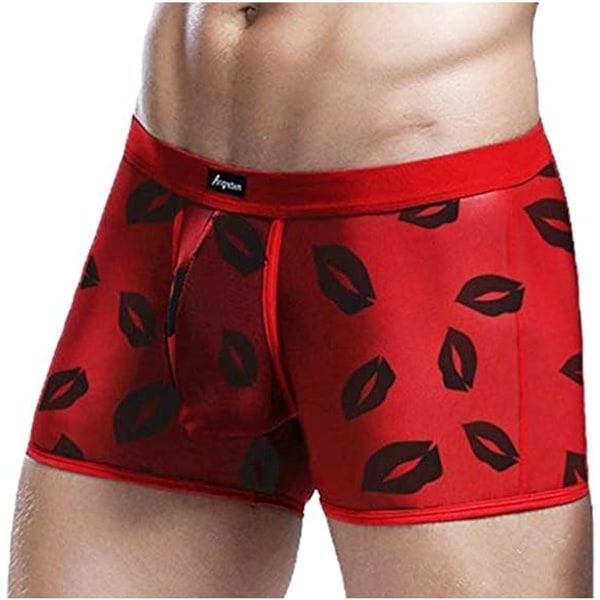 Herreunderbukser Mesh Åndbar Trunk Low Rise Cool Boxers (L ,rød）