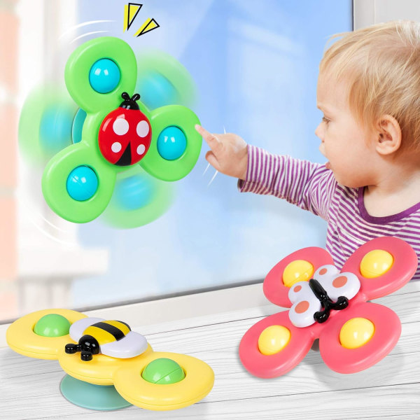 3-PCS Sugkopp Snurrande Topp Leksak - Babygåva Idé