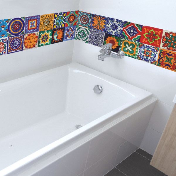 24 stycken mosaikklistermärken för kök, färgglada väggkakelklistermärken, DIY Mo