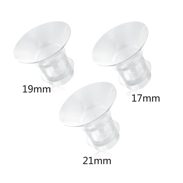 Pumpdelarinsats 17-19-21mm, 3-delad silikoninsats, bärbar bröstpump