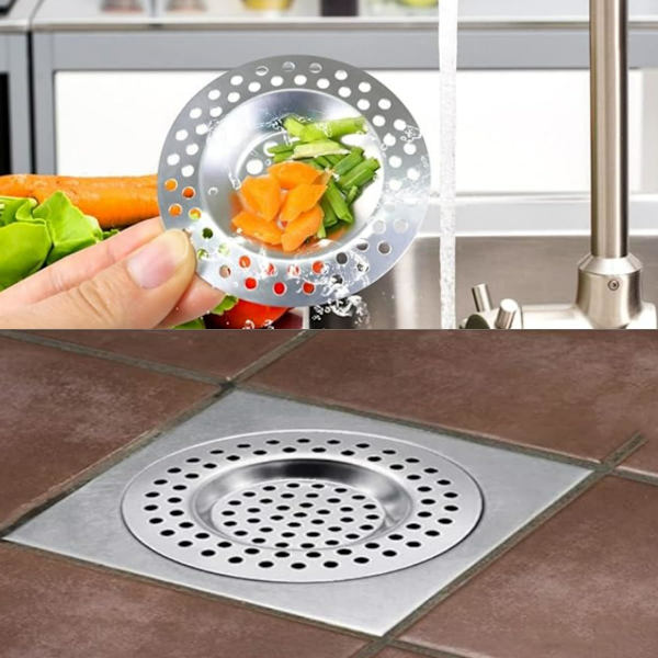 Sæt med 4 vaskefilter, rustfrit stål si, 7 * 7 cm køkkenvaskfilter, rustfrit stål vaskfilter, vaskfilter, anti-tilstopningsfilter