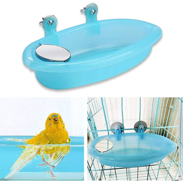 Fågelbadkar med spegel, fågelbur duschtillbehör, fågelspegel badkar, badkar för fåglar, fågelbad badkar badrum, papegoja badkar fågelbur tillbehör
