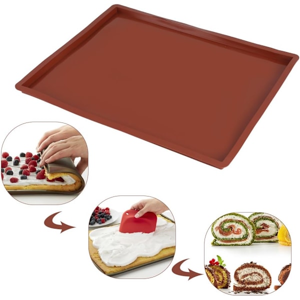 Swiss Roll Bageplade - Silikon Bageplade Silikon Cookie Form til Pizza Kiks, Varmebestandig og Non-Stick Ovn Bageplade
