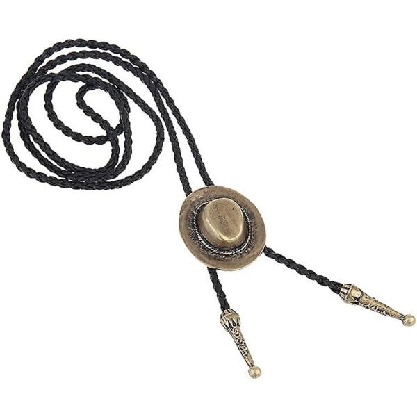 Western Hat Black Bolo Tie för män och kvinnor, indiansk läder Bolo T