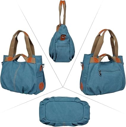 Dam Canvas Handväska Crossbody Väska Axelväskor (Blå)