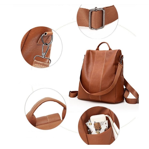 Dam Läder Ryggsäck Axelväska för Kvinnor Crossbody Väska