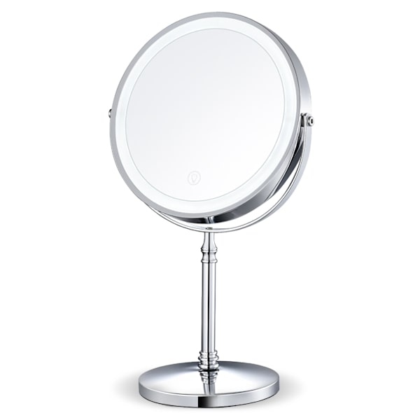 8 tommer forstørrende makeup spejl, LED-belyst makeup spejl, 1x/10x forstørrelse USB-oplader